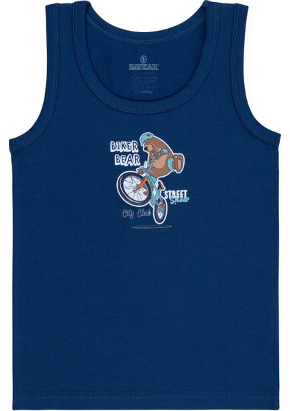 Erkek Çocuk Pamuklu Bisiklet Yaka Baskılı Atlet Tişört 3'lü Paket 2526 Renkli indirimleri