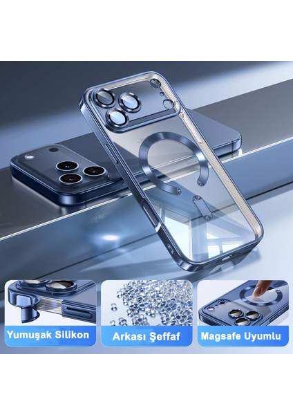 iPhone 17 Pro Max Uyumlu Kılıf Kamera Lens ve Hoparlör Toz Korumalı Magsafe Şarj Özellikli Silikon