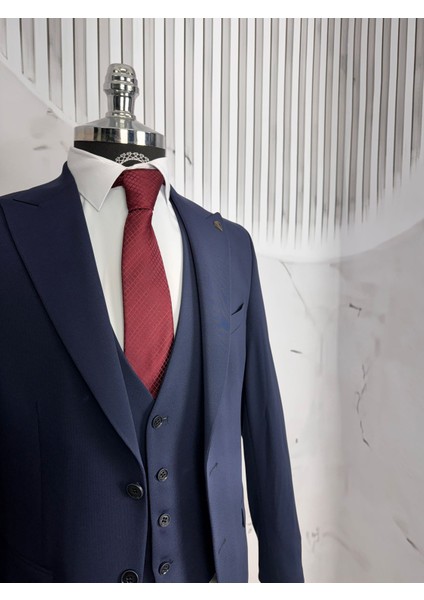 Slim Fit Çift Düğme Yelekli Takım Elbise modelleri