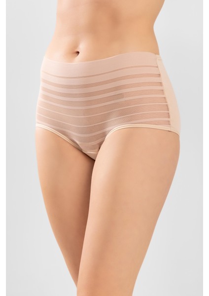 Kadın Yüksek Bel Pamuklu Transparan Detaylı Bato Külot 3'lü Paket 8261 Ten Rengi fiyatları