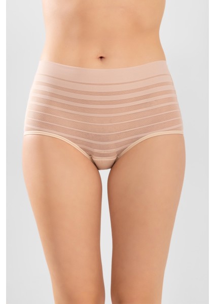 Kadın Yüksek Bel Pamuklu Transparan Detaylı Bato Külot 3'lü Paket 8261 Ten Rengi fırsatları