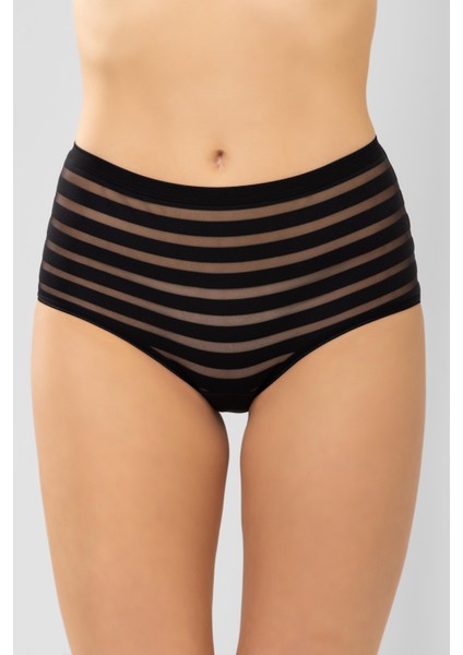 Kadın Yüksek Bel Pamuklu Transparan Detaylı Bato Külot 3'lü Paket 8261 Siyah fiyatları