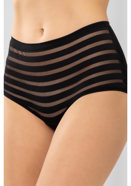 Kadın Yüksek Bel Pamuklu Transparan Detaylı Bato Külot 3'lü Paket 8261 Siyah fırsatları