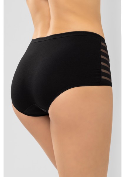 Kadın Yüksek Bel Pamuklu Transparan Detaylı Bato Külot 3'lü Paket 8261 Siyah indirimleri