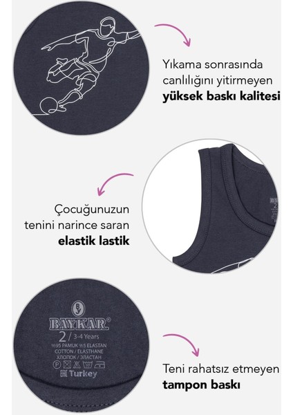 Erkek Çocuk Pamuklu Bisiklet Yaka Baskılı Atlet Tişört 3'lü Paket 2518 Renkli fiyatları