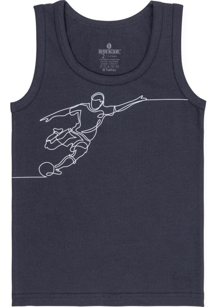 Erkek Çocuk Pamuklu Bisiklet Yaka Baskılı Atlet Tişört 3'lü Paket 2518 Renkli modelleri