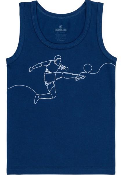 Erkek Çocuk Pamuklu Bisiklet Yaka Baskılı Atlet Tişört 3'lü Paket 2518 Renkli fırsatları