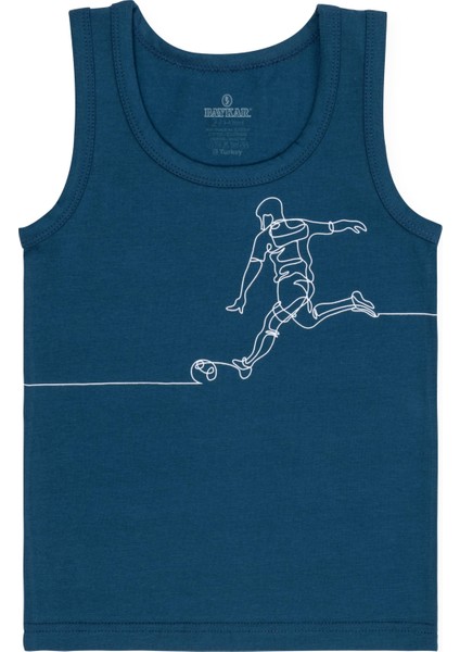 Erkek Çocuk Pamuklu Bisiklet Yaka Baskılı Atlet Tişört 3'lü Paket 2518 Renkli indirimleri