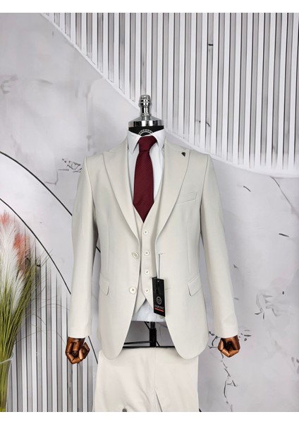 Slim Fit Çift Düğme Yelekli Takım Elbise