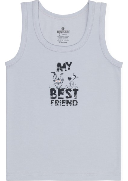 Erkek Çocuk Pamuklu Bisiklet Yaka Baskılı Atlet Tişört 3'lü Paket 2528 Renkli fırsatları