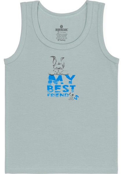 Erkek Çocuk Pamuklu Bisiklet Yaka Baskılı Atlet Tişört 3'lü Paket 2528 Renkli indirimleri