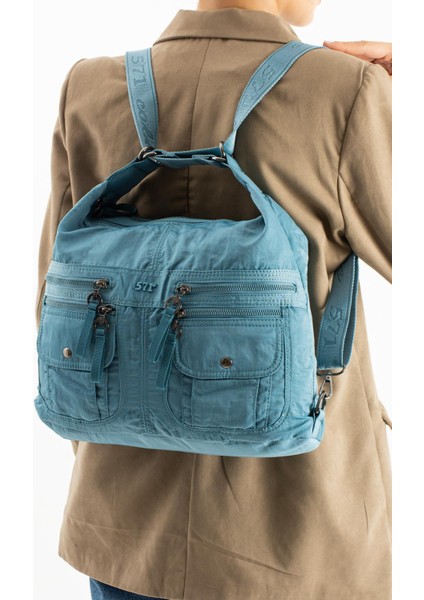 Yumuşak Dokulu Ultra Hafif, Esnek ve Su Geçirmez Polyamid Kumaş Omuz ve Sırt Çantası Mavi Model: (571-13-14J) fiyatları