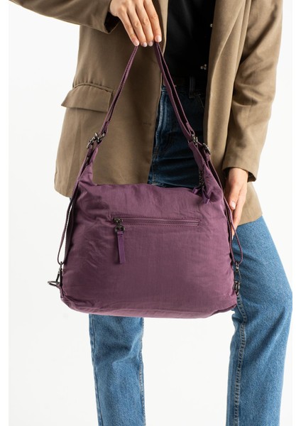 Yumuşak Dokulu Ultra Hafif, Esnek ve Su Geçirmez Polyamid Kumaş Omuz ve Sırt Çantası Mor Model: (571-13-14J) modelleri