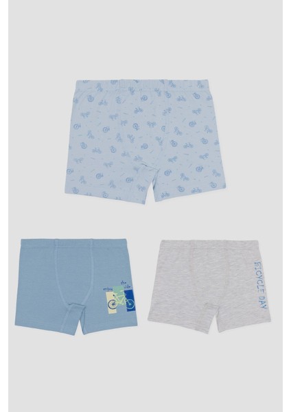 Erkek Çocuk Pamuklu Baskılı Rahat Kesim Likralı Boxer 3'lü Paket 3524 Renkli
