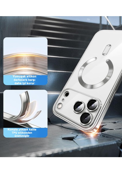 iPhone 17 Pro Uyumlu Kılıf Kamera Lens ve Hoparlör Toz Korumalı Magsafe Şarj Özellikli Silikon