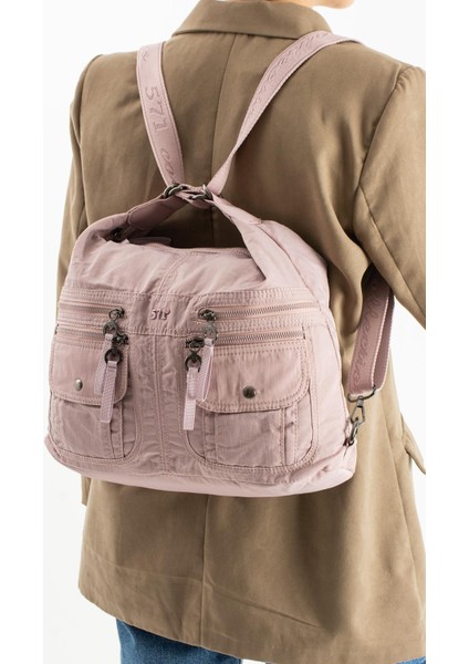 Yumuşak Dokulu Ultra Hafif, Esnek ve Su Geçirmez Polyamid Kumaş Omuz ve Sırt Çantası Pembe Model: (571-13-14J) fiyatları