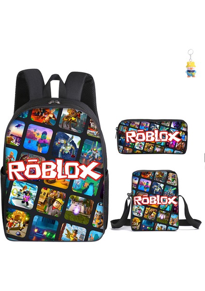 Roblox Öğrenci Okul Çantası Ilkokul ve Ortaokul Öğrencileri Sırt Çantası Üç Parçalı Set (Yurt Dışından)