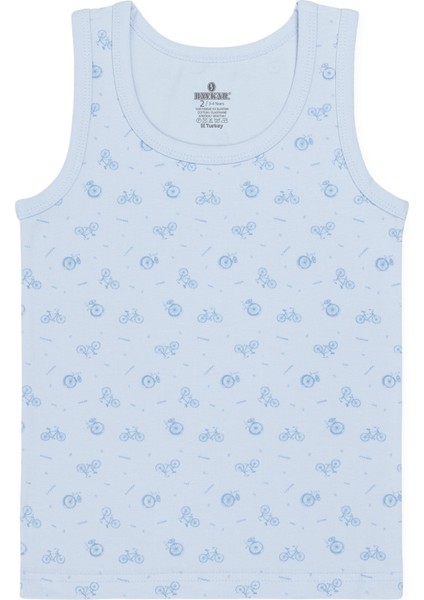 Erkek Çocuk Pamuklu Bisiklet Yaka Baskılı Atlet Tişört 3'lü Paket 2524 Renkli modelleri