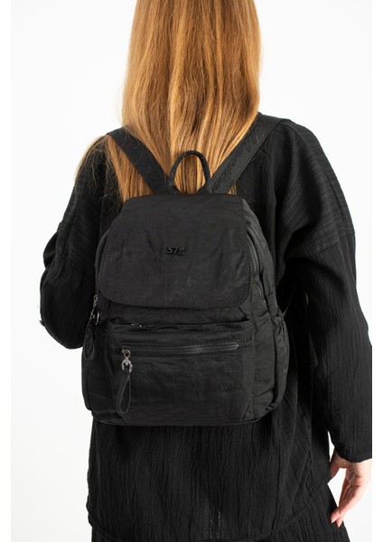 Yumuşak Dokulu Ultra Hafif, Esnek ve Su Geçirmez Polyamid Kumaş sırt Çantası Siyah Model: (571-13-14B) fiyatları