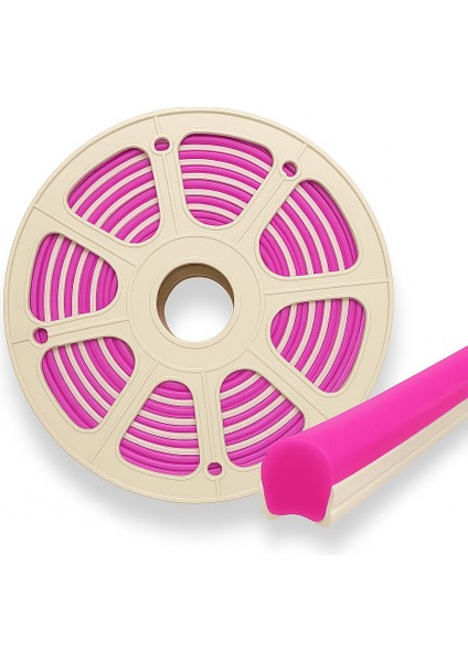 Pembe 6mm İkinci Nesil Silikon Neon LED Şerit Kılıfı 5 Metre Difüzör Tüp (LED Hariç)
