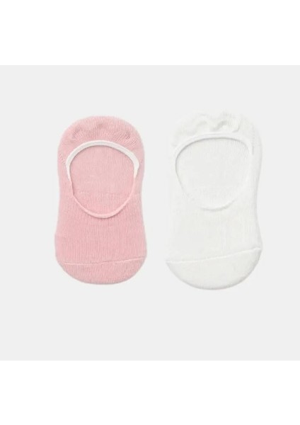 Organik Babet Çorap 2li Basic Pembe - Ekru