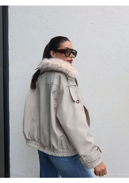 Kürk Yaka Bel Lastikli Trench indirimleri