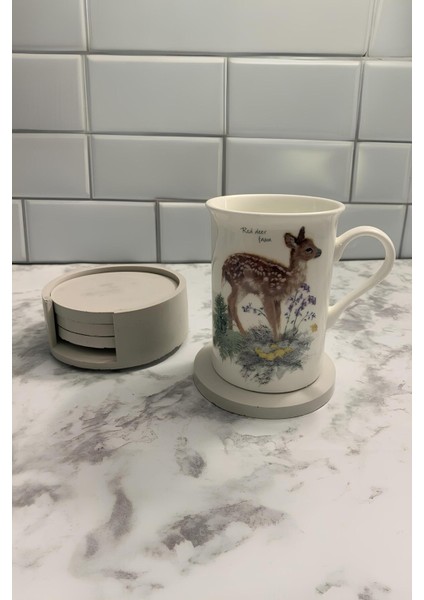 Beton Gri 4’lü Bardak Altlığı Seti ve Stand | Minimalist Modern Dekoratif Beton Altlık Takımı indirimleri