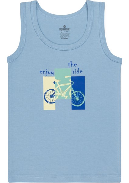 Erkek Çocuk Pamuklu Bisiklet Yaka Baskılı Atlet Tişört 3'lü Paket 2524 Renkli fırsatları