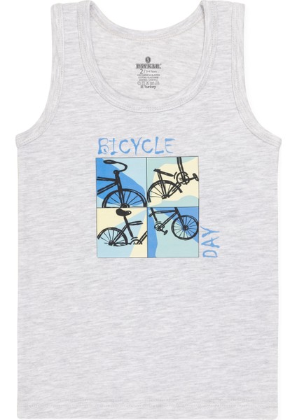 Erkek Çocuk Pamuklu Bisiklet Yaka Baskılı Atlet Tişört 3'lü Paket 2524 Renkli indirimleri