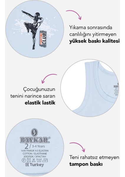 Erkek Çocuk Pamuklu Bisiklet Yaka Baskılı Atlet Tişört 3'lü Paket 2522 Renkli fiyatları