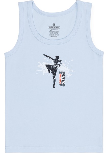 Erkek Çocuk Pamuklu Bisiklet Yaka Baskılı Atlet Tişört 3'lü Paket 2522 Renkli modelleri