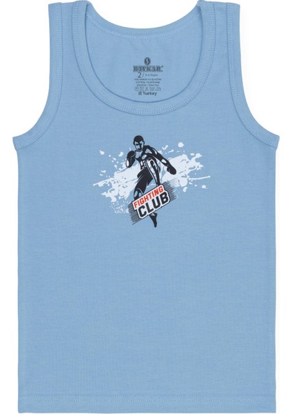 Erkek Çocuk Pamuklu Bisiklet Yaka Baskılı Atlet Tişört 3'lü Paket 2522 Renkli fırsatları