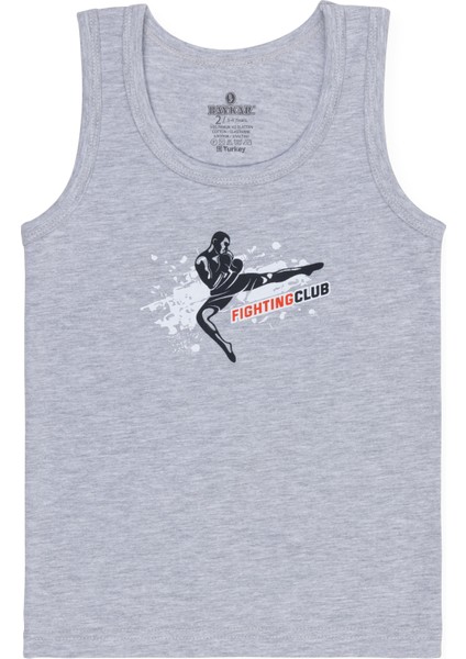 Erkek Çocuk Pamuklu Bisiklet Yaka Baskılı Atlet Tişört 3'lü Paket 2522 Renkli indirimleri