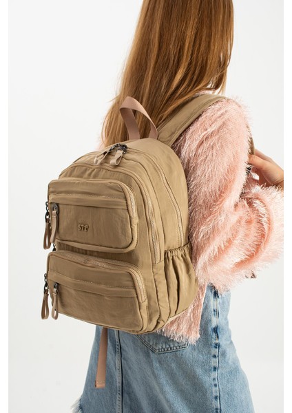 Yumuşak Dokulu Ultra Hafif, Esnek ve Su Geçirmez Polyamid Kumaş sırt Çantası Vizon model: (571-13-14A)