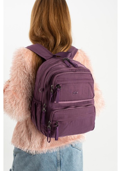 Yumuşak Dokulu Ultra Hafif, Esnek ve Su Geçirmez Polyamid Kumaş sırt Çantası Mor Model: (571-13-14A) fiyatları