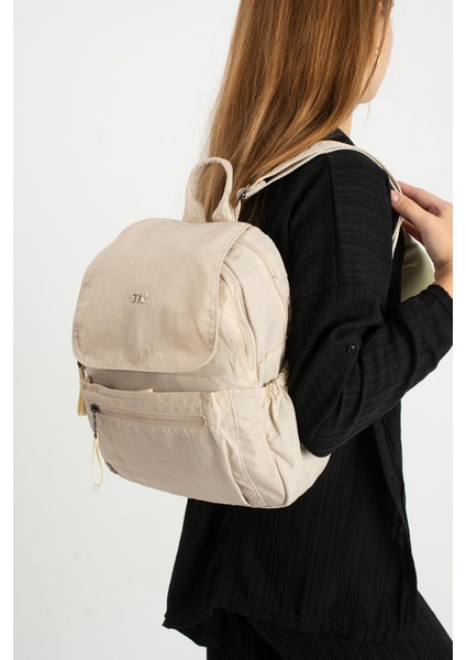 Yumuşak Dokulu Ultra Hafif, Esnek ve Su Geçirmez Polyamid Kumaş sırt Çantası Bej Model: (571-13-14B)