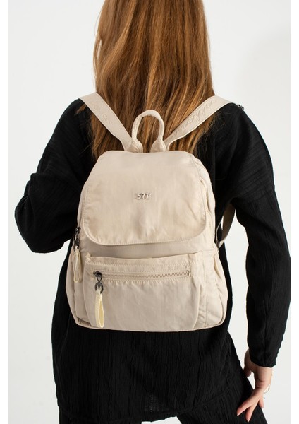 Yumuşak Dokulu Ultra Hafif, Esnek ve Su Geçirmez Polyamid Kumaş sırt Çantası Bej Model: (571-13-14B) fiyatları