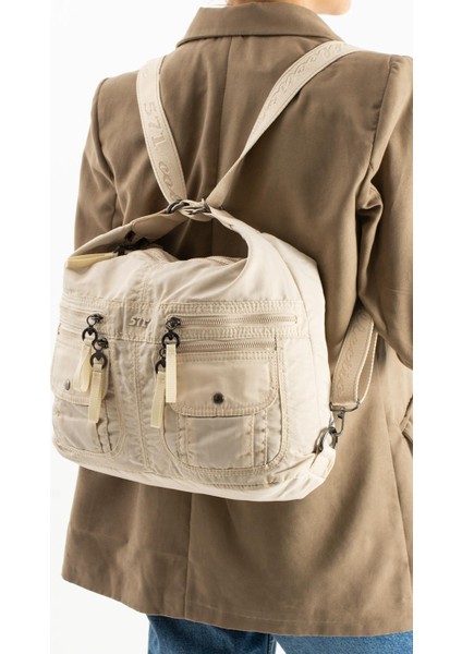 Yumuşak Dokulu Ultra Hafif, Esnek ve Su Geçirmez Polyamid Kumaş Omuz ve Sırt Çantası Bej Model: (571-13-14J) fiyatları