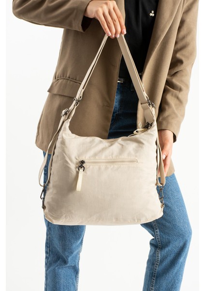 Yumuşak Dokulu Ultra Hafif, Esnek ve Su Geçirmez Polyamid Kumaş Omuz ve Sırt Çantası Bej Model: (571-13-14J) modelleri