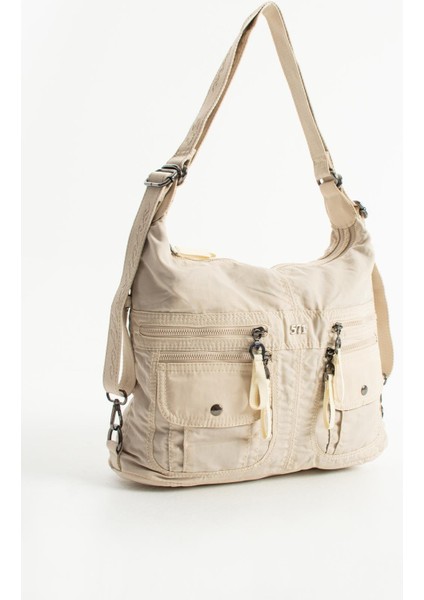 Yumuşak Dokulu Ultra Hafif, Esnek ve Su Geçirmez Polyamid Kumaş Omuz ve Sırt Çantası Bej Model: (571-13-14J) fırsatları