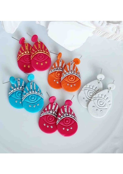 Eye Seri White Göz Temalı Beyaz Sallantılı Tasarım Küpe fiyatları