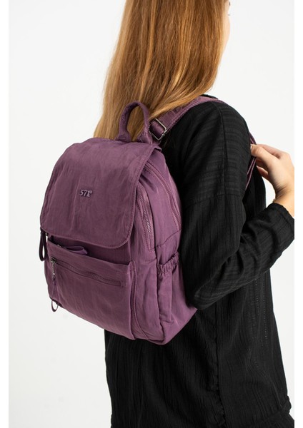 Yumuşak Dokulu Ultra Hafif, Esnek ve Su Geçirmez Polyamid Kumaş sırt Çantası Mor Model: (571-13-14B)