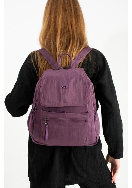Yumuşak Dokulu Ultra Hafif, Esnek ve Su Geçirmez Polyamid Kumaş sırt Çantası Mor Model: (571-13-14B) fiyatları