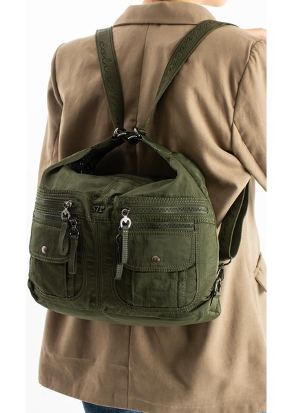 Yumuşak Dokulu Ultra Hafif, Esnek ve Su Geçirmez Polyamid Kumaş Omuz ve Sırt Çantası Koyu Yeşil Model: (571-13-14J) fiyatları