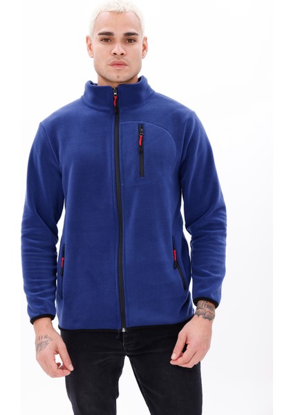Erkek Biyeli Fermuarlı Spor Polar Ceket