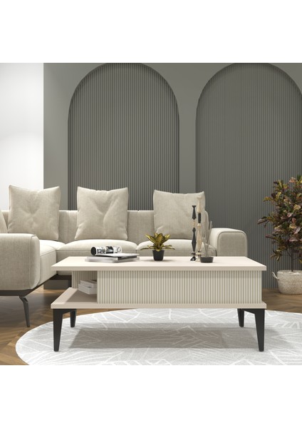 Marin Orta Sehpa , Sis Gri , Çizgi Desenli , raflı(BEYAZ DEĞİLDİR) fırsatları