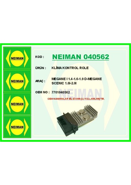 Klima Kontrol Role Megane I 1.4-1.6-1.9 D-Megane Scenıc 1.6ı-2.0ı