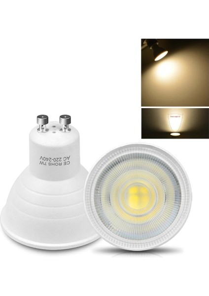 -121/B.30 7W GU10 LED Çanak Ampul 3000K Günışığı Mercekli 540lm Yüksek Verimli Aydınlatma