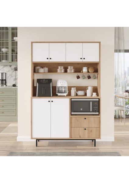 Latte Serisi Kahve Köşesi Çok Amaçlı Dolap Mutfak Dolabı Sepet-Beyaz Lat5-Sw