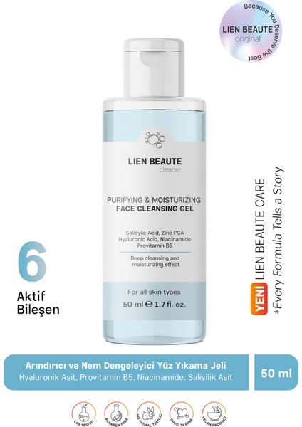 Arındıcı ve Nem Dengeleyici Yüz Yıkama Jeli Hyaluronik Asit Niasinamide Salisilik Asit Biberiye
